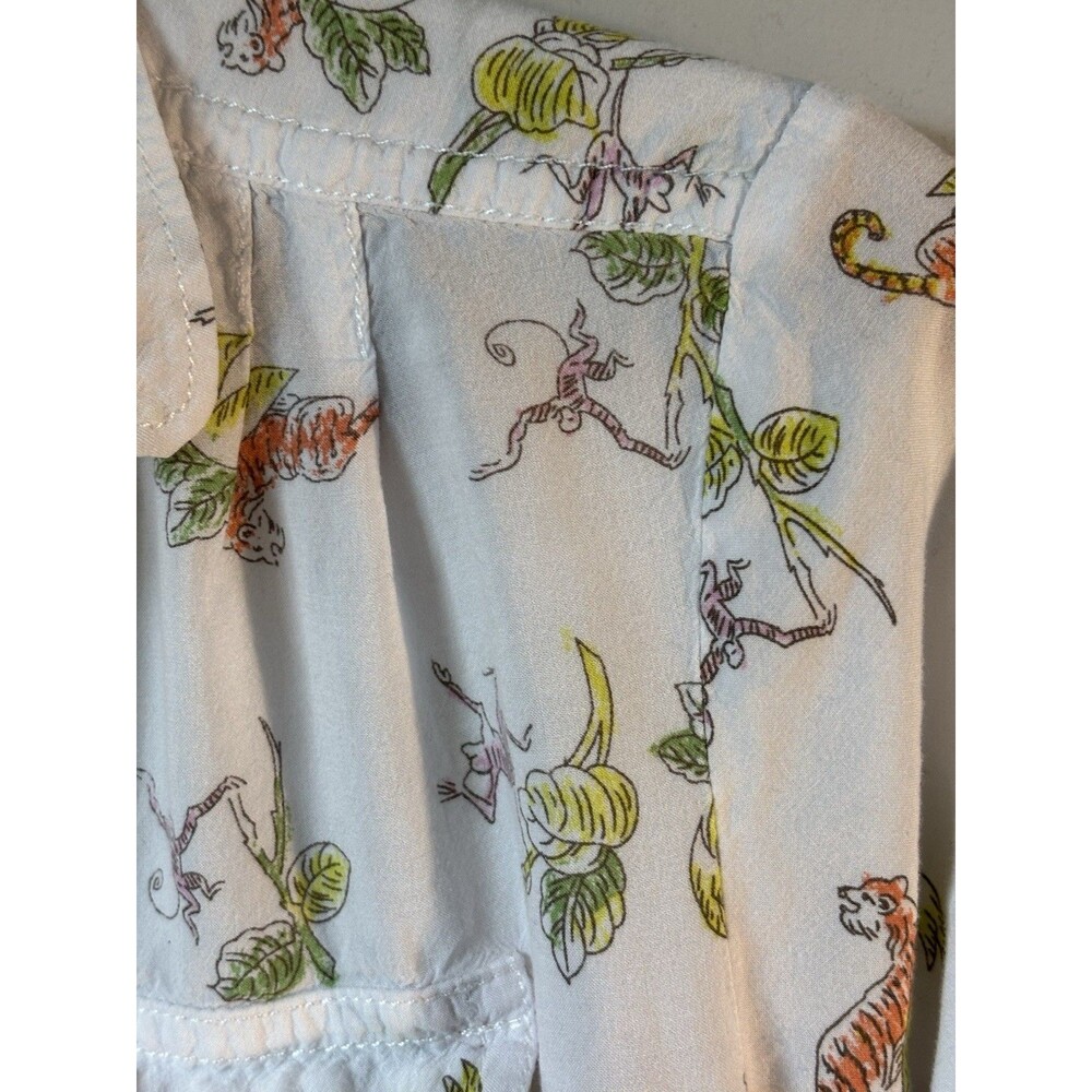 Anthropologie Maeve Jungle Tigers Tropical Print Long Sleeve Blouse size 0 - Picture 4 of 9
